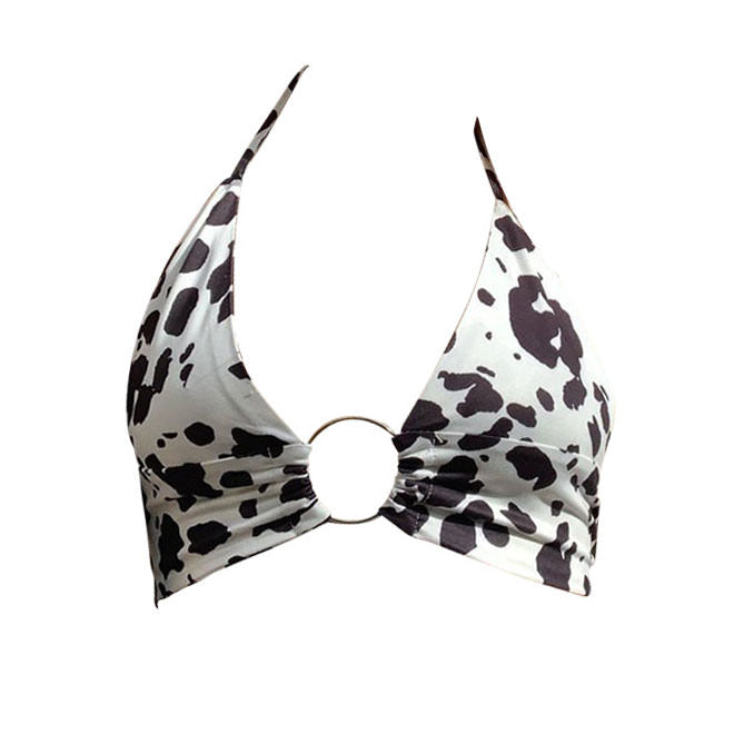 Cow Print O-Ring Crop Top boogzel apparel
