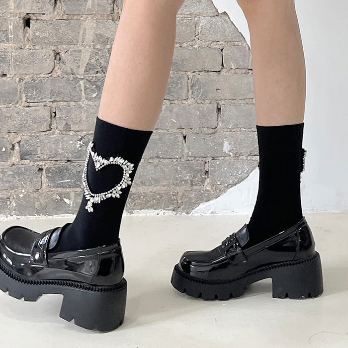 heart rhinestone socks boogzel apparel