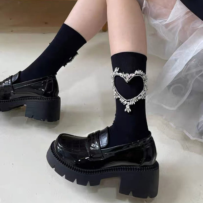 heart rhinestone socks boogzel apparel