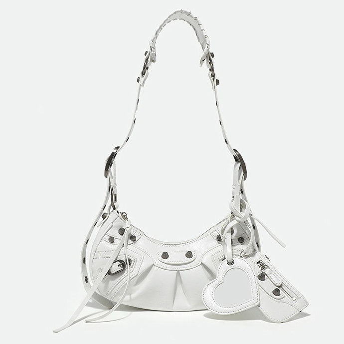 Y2K Aesthetic mini shoulder bag adorned with heart-shaped details and metal studs - boogzel clothing