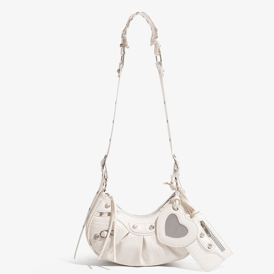 Y2K Aesthetic mini shoulder bag adorned with heart-shaped details and metal studs - boogzel clothing