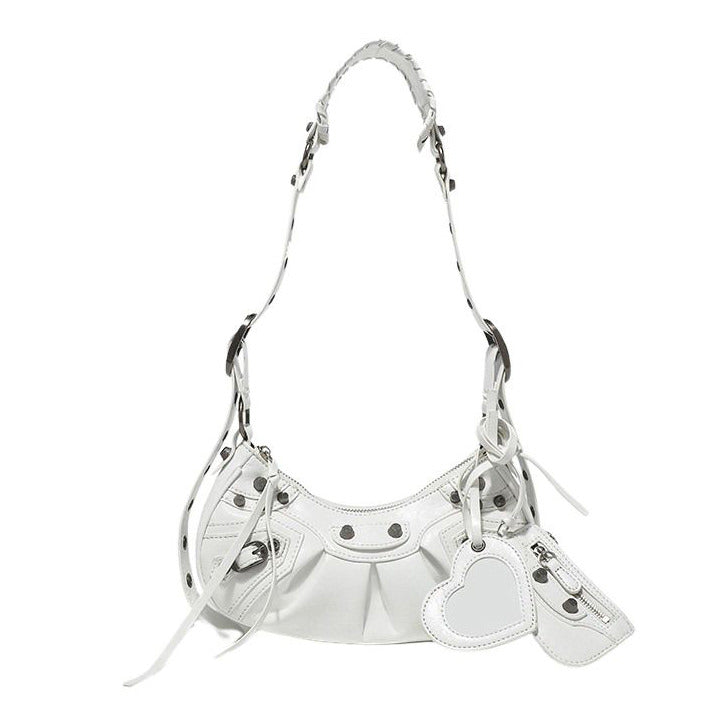Y2K Aesthetic mini shoulder bag adorned with heart-shaped details and metal studs - boogzel clothing