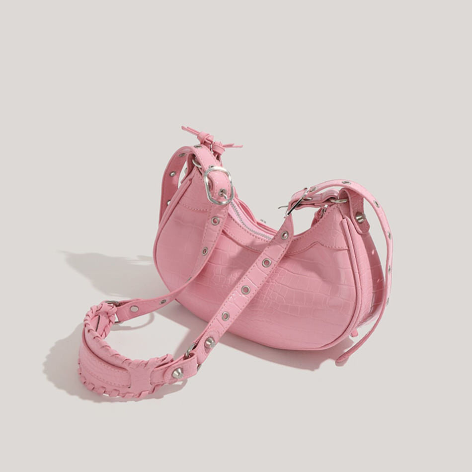 Y2K Aesthetic mini shoulder bag adorned with heart-shaped details and metal studs - boogzel clothing