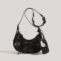Y2K Aesthetic mini shoulder bag adorned with heart-shaped details and metal studs - boogzel clothing