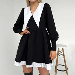 collar mini black dress boogzel apparel