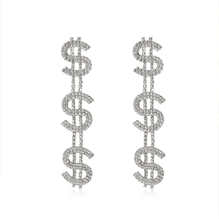 dollar rhinestone earrings boogzel apparel