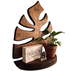 plantmom aethetic Monstera Leaf Wooden Shelf boogzel apparel
