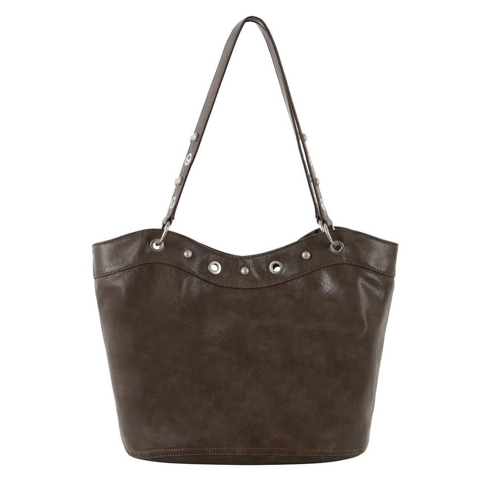 Grommet-Stud-Brown-Shoulder-Bag-for-school