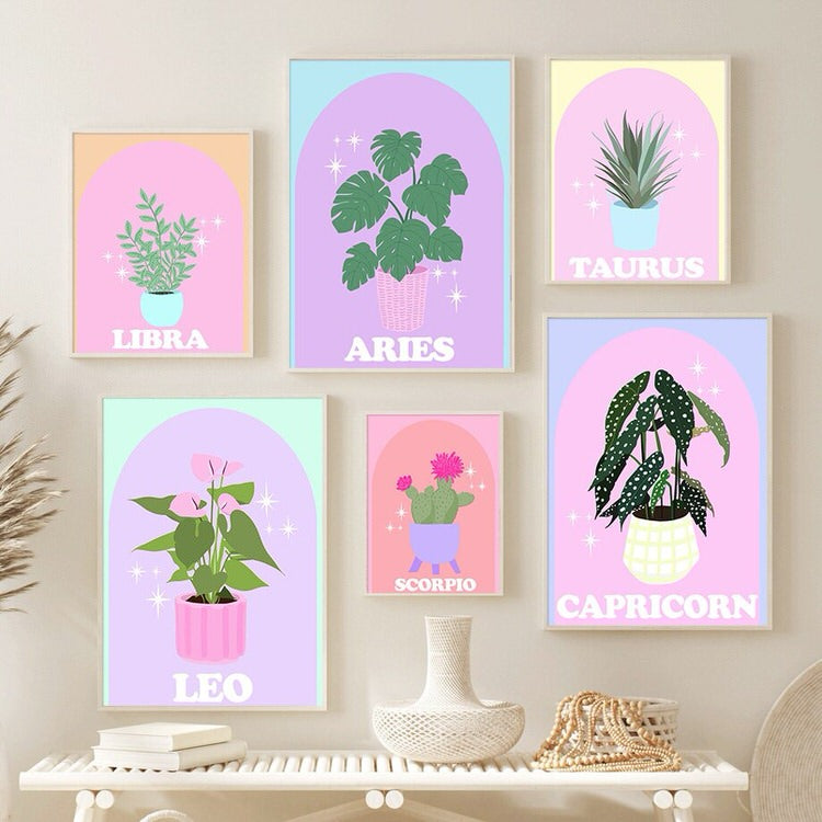 Pastel Zodiac Signs Canvas Poster