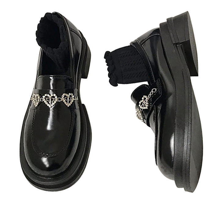 rhinestone heart loafers boogzel apparel