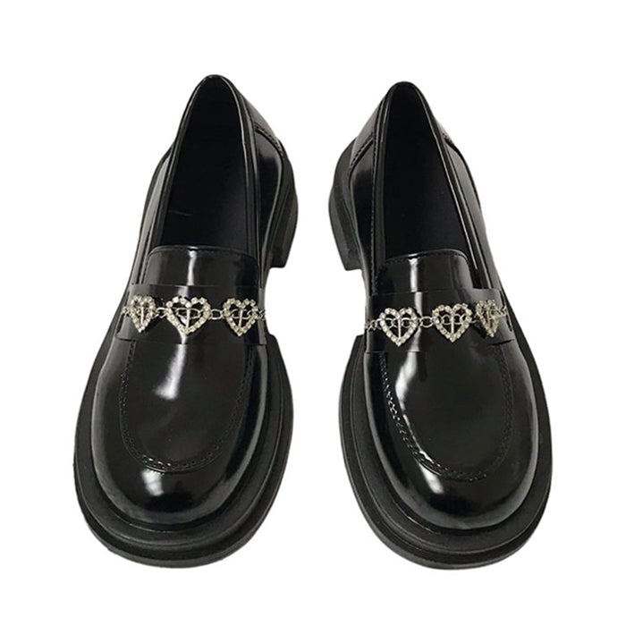 rhinestone heart loafers boogzel apparel