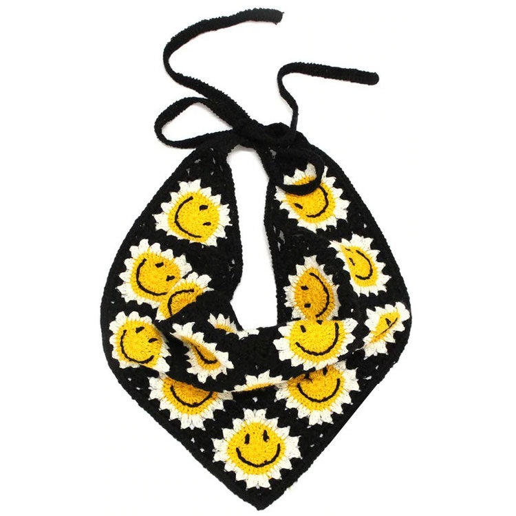Smiley Face Crochet Bandana boogzel apparel