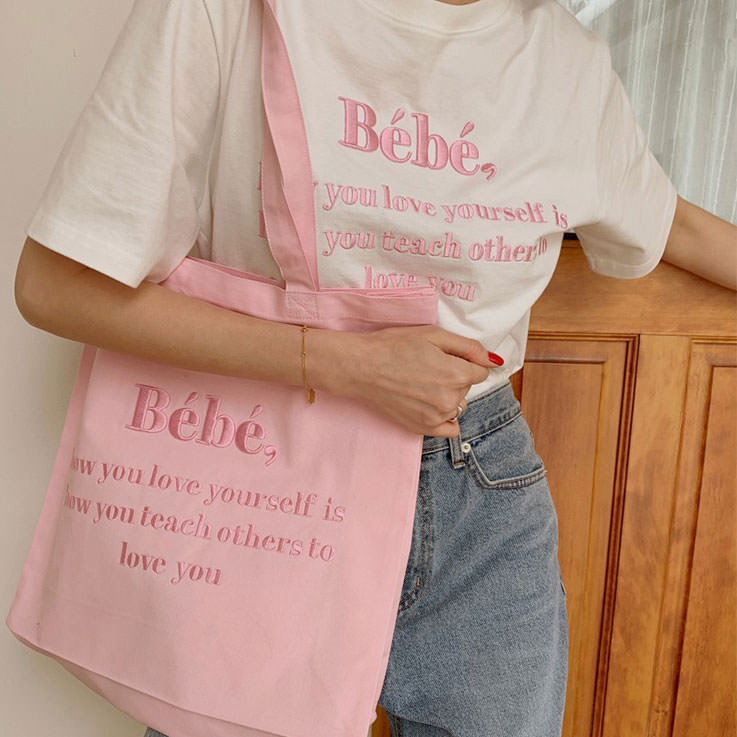 Bébé Embroidery Aesthetic Tote Bag boogzel apparel