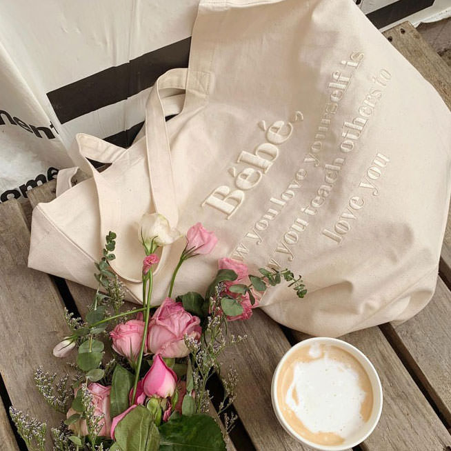 Bébé Embroidery Aesthetic Tote Bag boogzel apparel