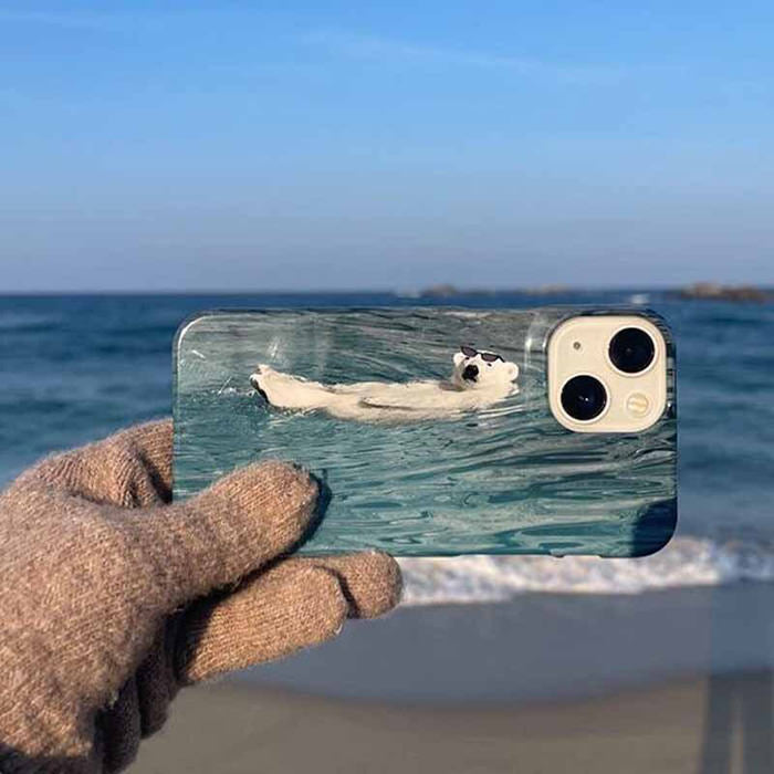 swimming bear iphone case boogzel apparel