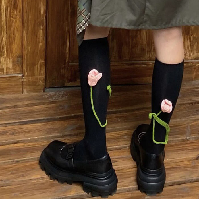 tulip black knee socks boogzel apparel