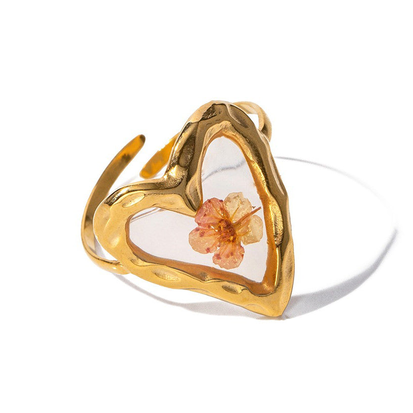 Cottagecore Vintage Dried Flowers Ring Set  - boogzel clothing