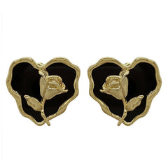 Vintage Style Rose Heart Earrings - Boogzel Clothing, Aesthetic Accessories
