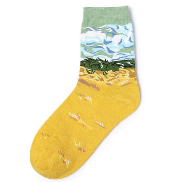 Wheat Field with Cypresses Socks BOOGZEL APPAREL