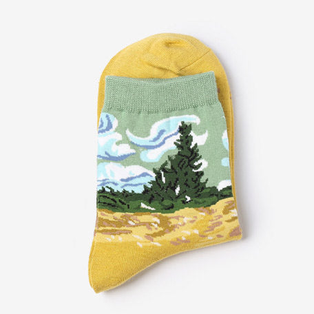 Wheat Field with Cypresses Socks BOOGZEL APPAREL
