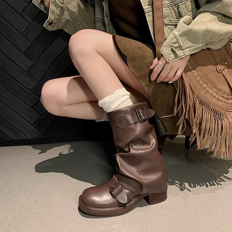 No Apologies Wide Calf Tube Boots - grunge boots - boogzel clothing