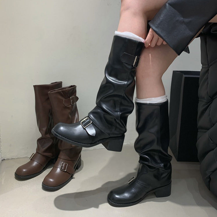 No Apologies Wide Calf Tube Boots - grunge boots - boogzel clothing
