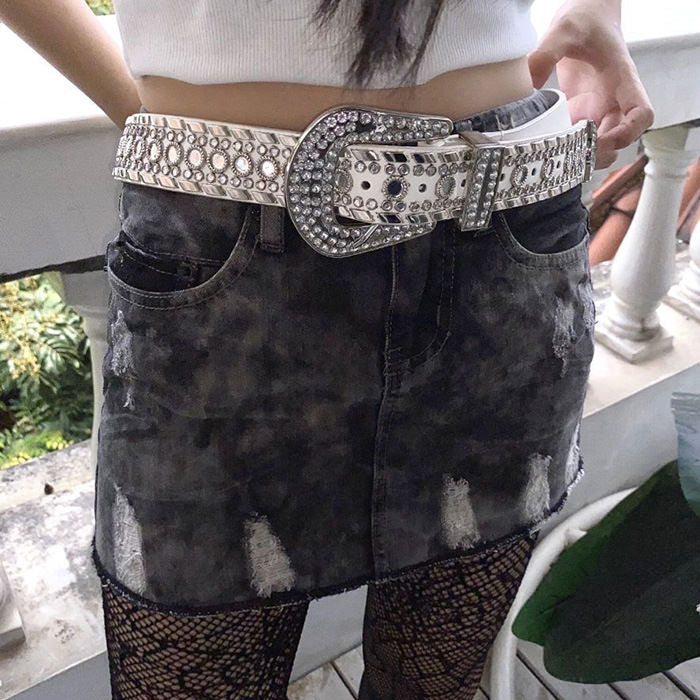 y2k rhinestone belt boogzel apparel