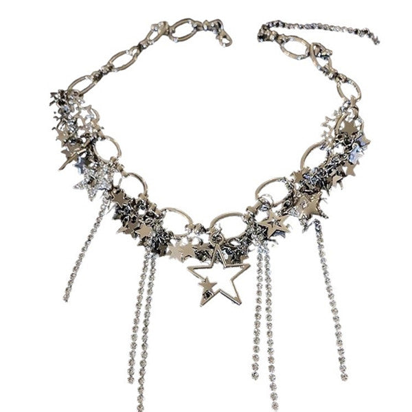 y2k stars rhinestone necklace boogzel clothing