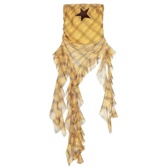 Y2K star plaid asymmetric tube top boogzel clothing