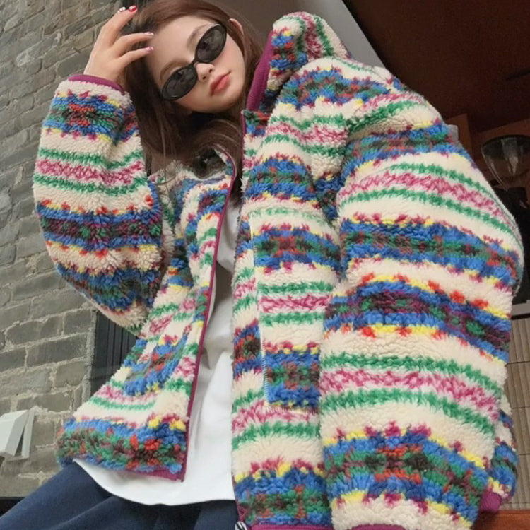 Zip-UppatternfleeceJacket