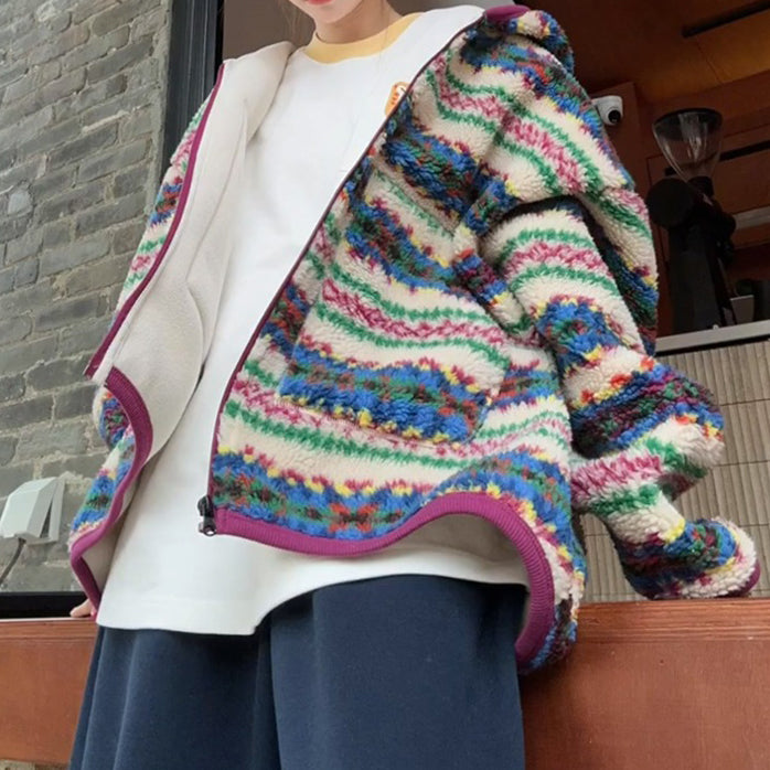 Zip-UppatternfleeceJacket