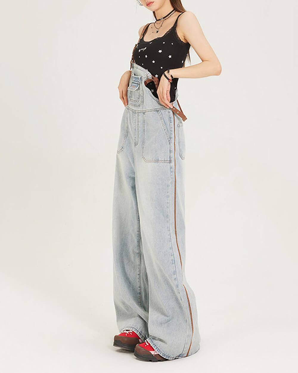 aesthetic blue denim overalls boogzel clothing