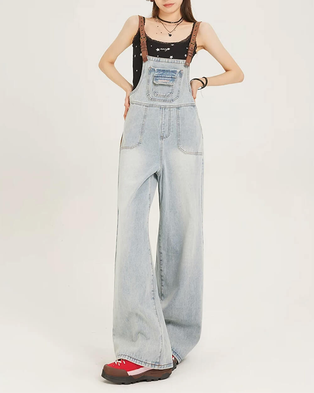 aesthetic blue denim overalls boogzel clothing