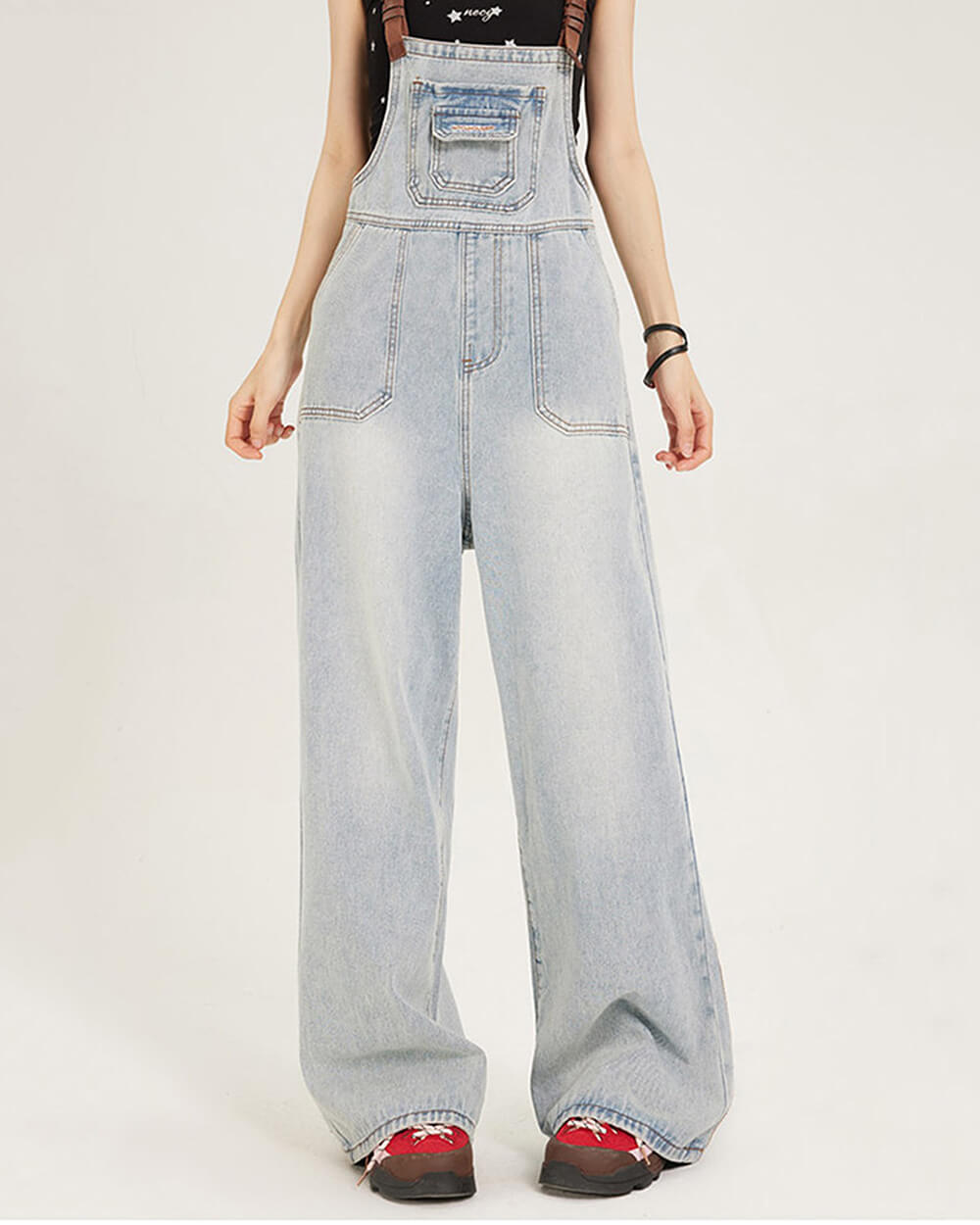 aesthetic blue denim overalls boogzel clothing