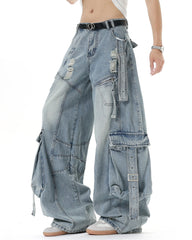 aesthetic blue cargo jeans boogzel clothing