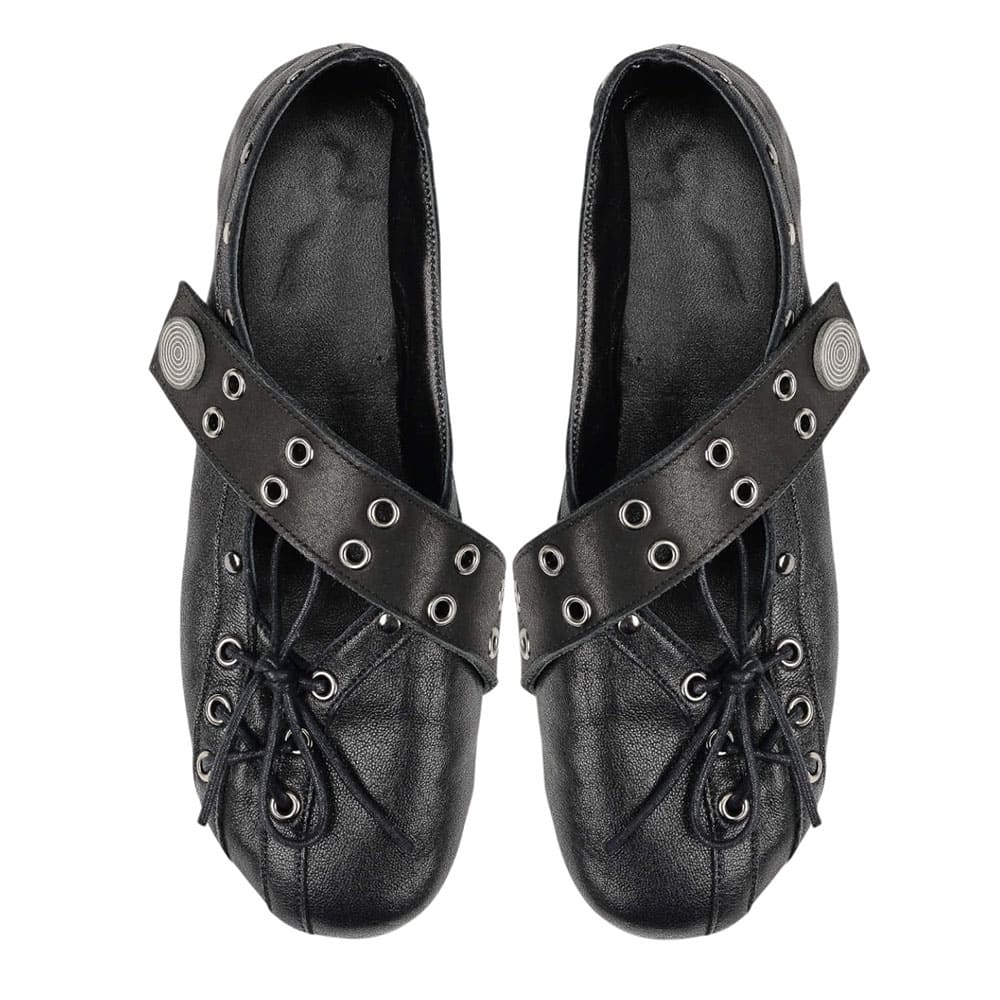aesthetic lace up ballet flats boogzel clothing