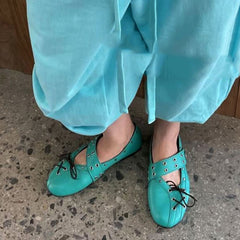 aesthetic lace up ballet flats boogzel clothing