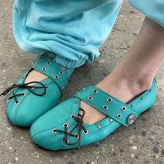 aesthetic lace up ballet flats boogzel clothing