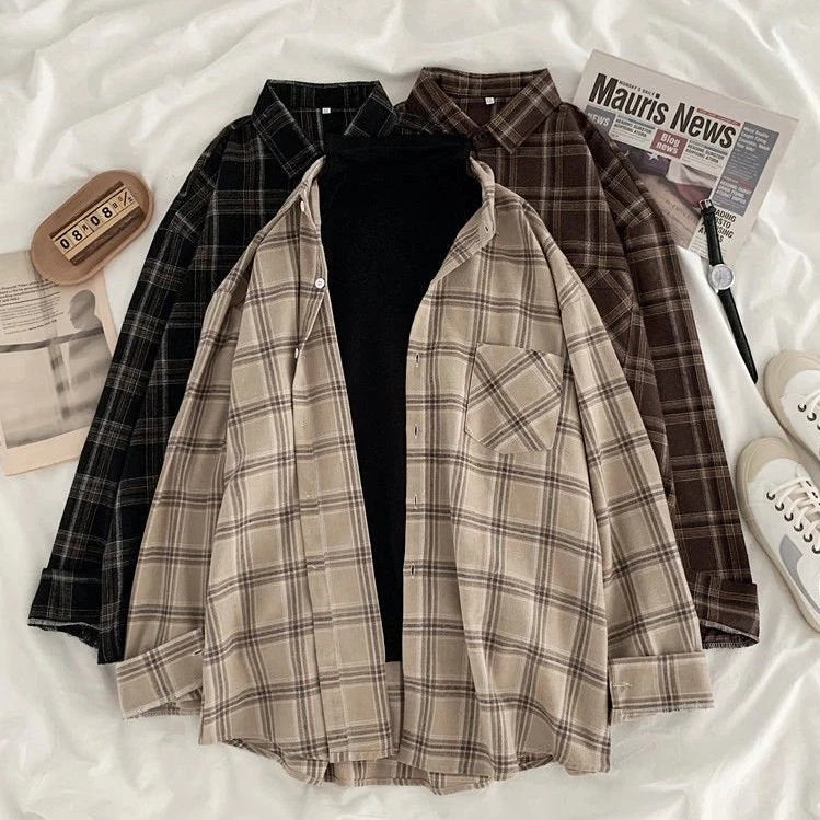  Aesthetic Plaid collar Shirt - aesthetic clothing - boogzel clothing