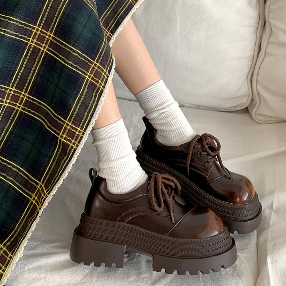 preppy brown platform oxford boots boogzel clothing