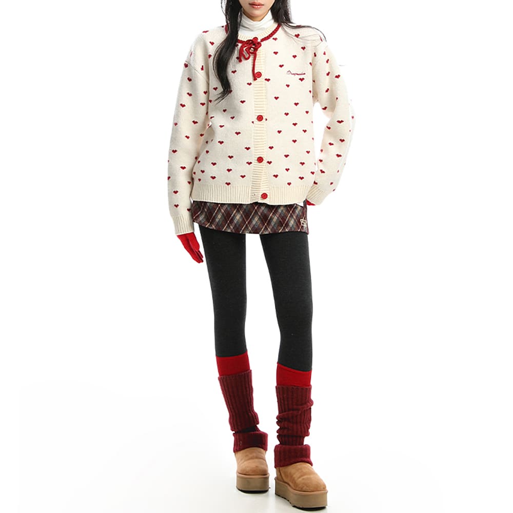 aesthetic heart pattern cardigan boogzel clothing