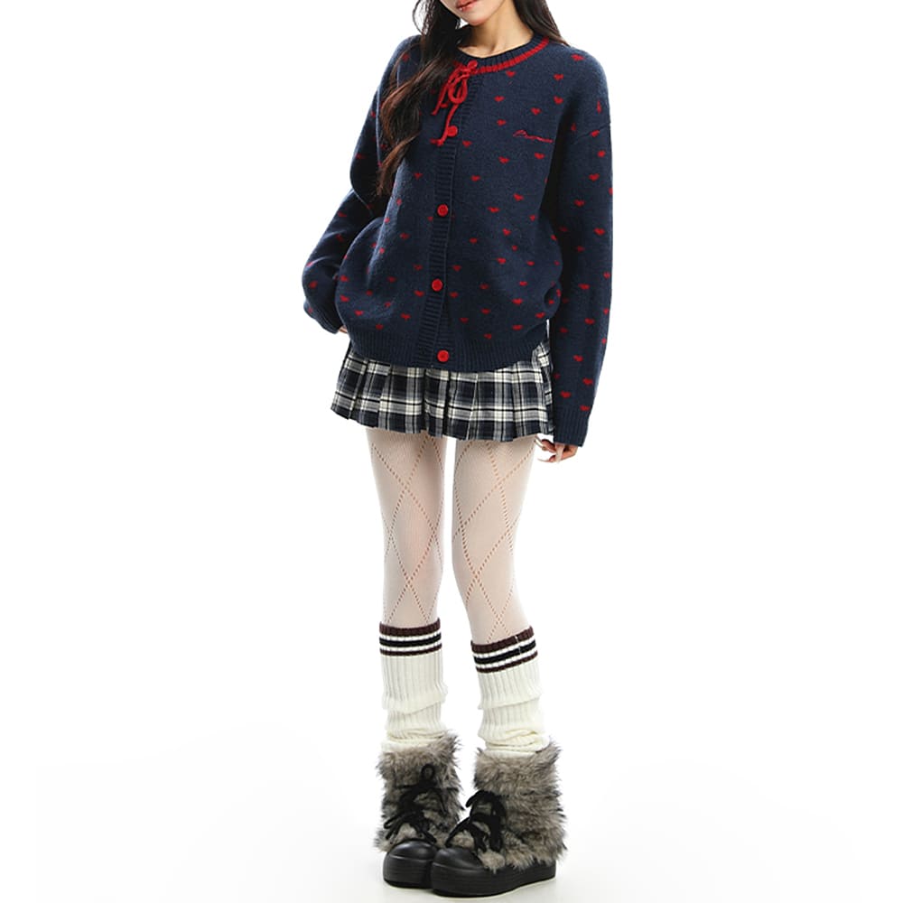 aesthetic heart pattern cardigan boogzel clothing