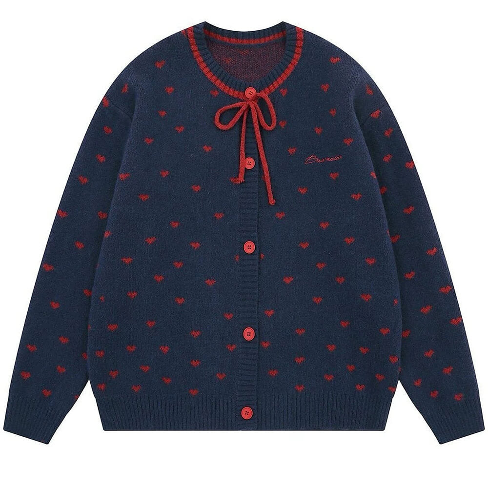 aesthetic heart pattern cardigan boogzel clothing