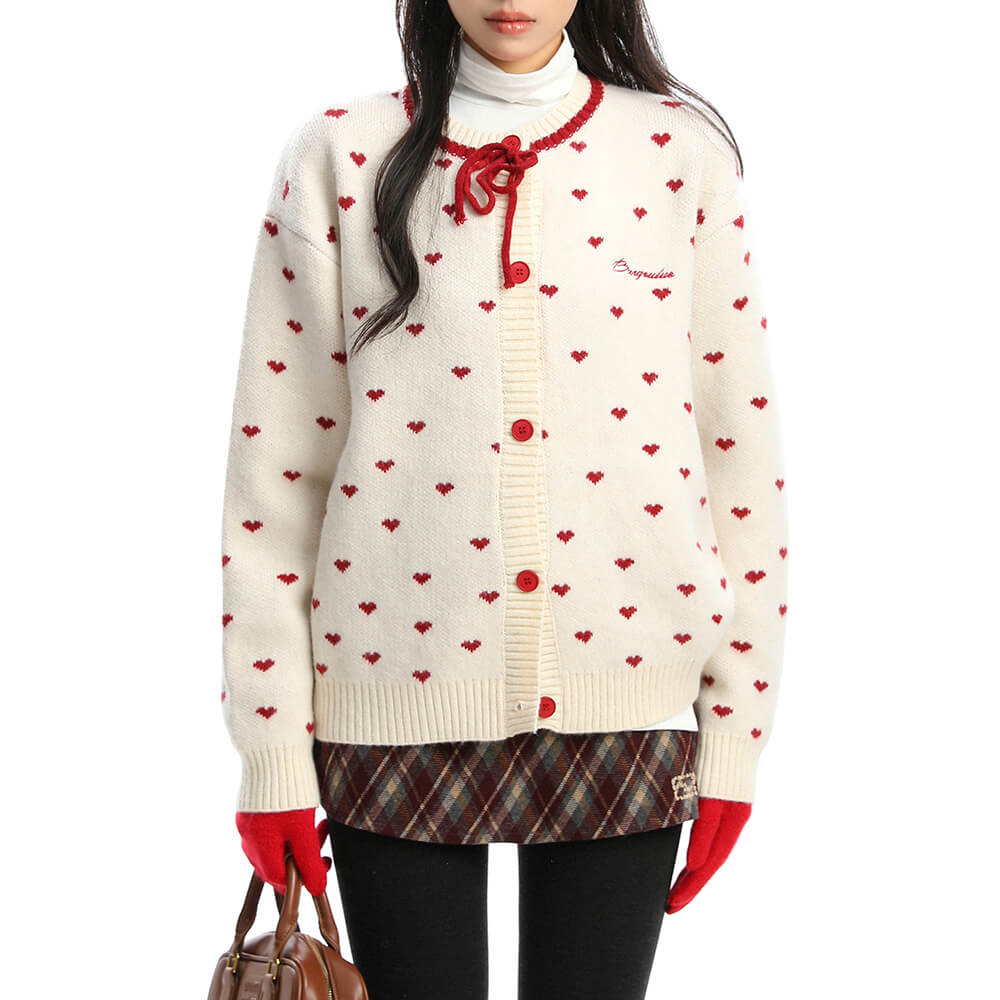 aesthetic heart pattern cardigan boogzel clothing