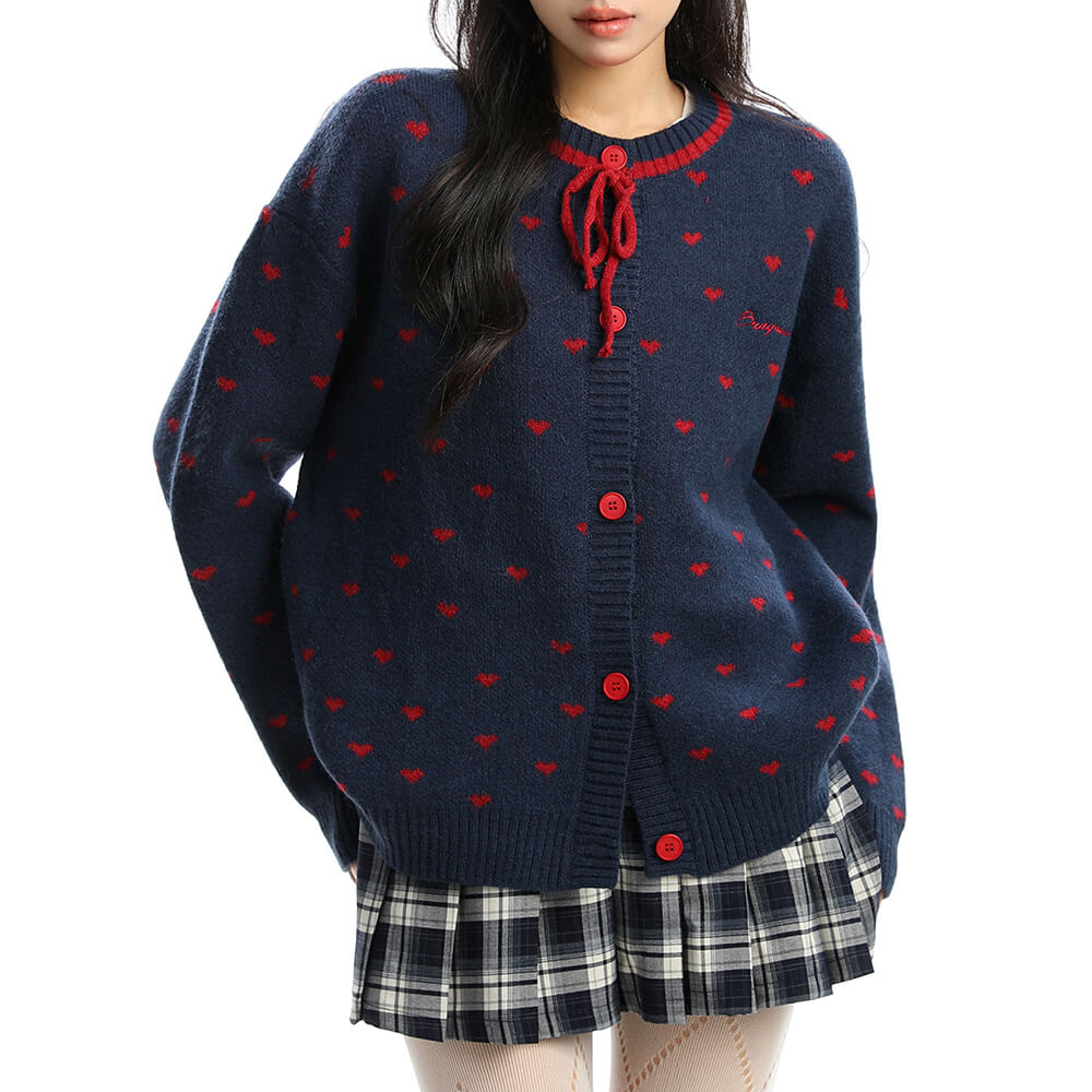 aesthetic heart pattern cardigan boogzel clothing