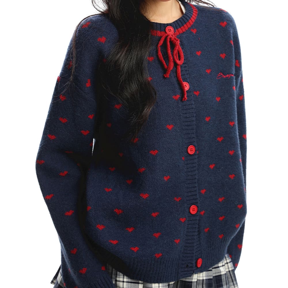 aesthetic heart pattern cardigan boogzel clothing