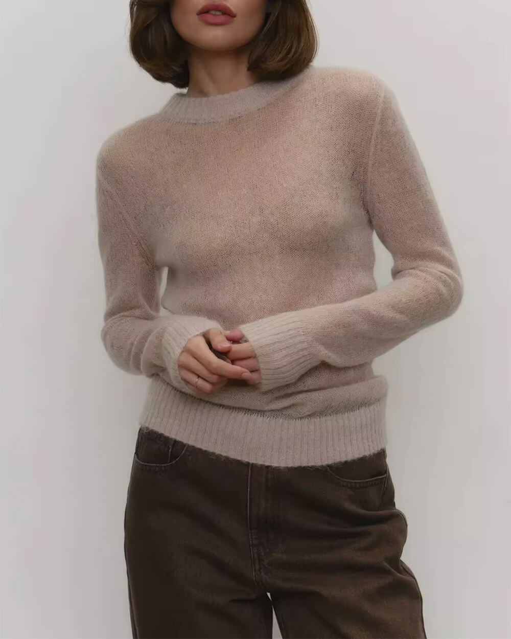 aesthetic sheer knit sweater boogzel clothing
