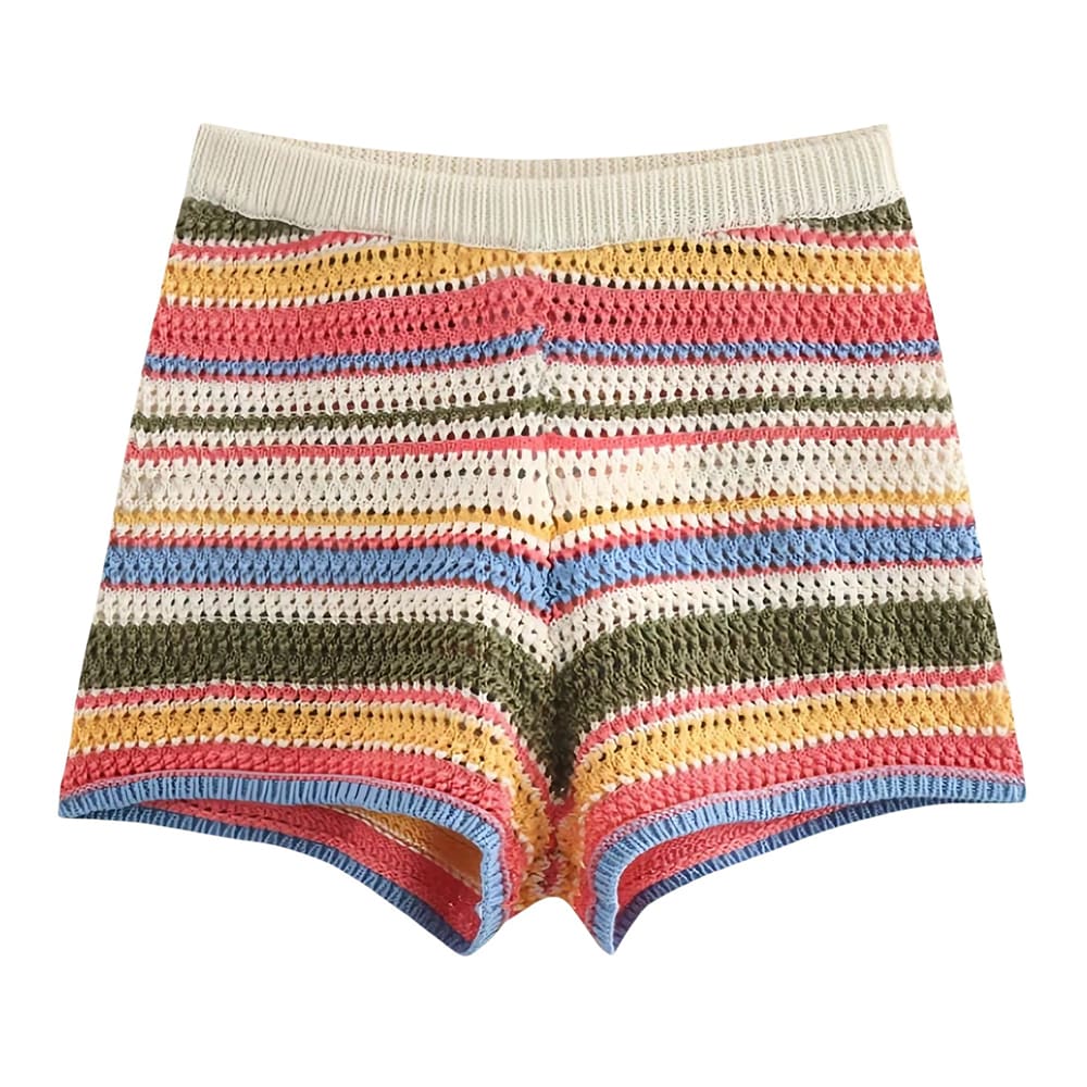 aesthetic striped crochet top and shorts co-ord set boogzel clothing