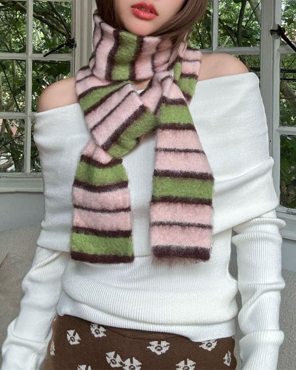 aesthetic striped knit scarf boogzel clothing