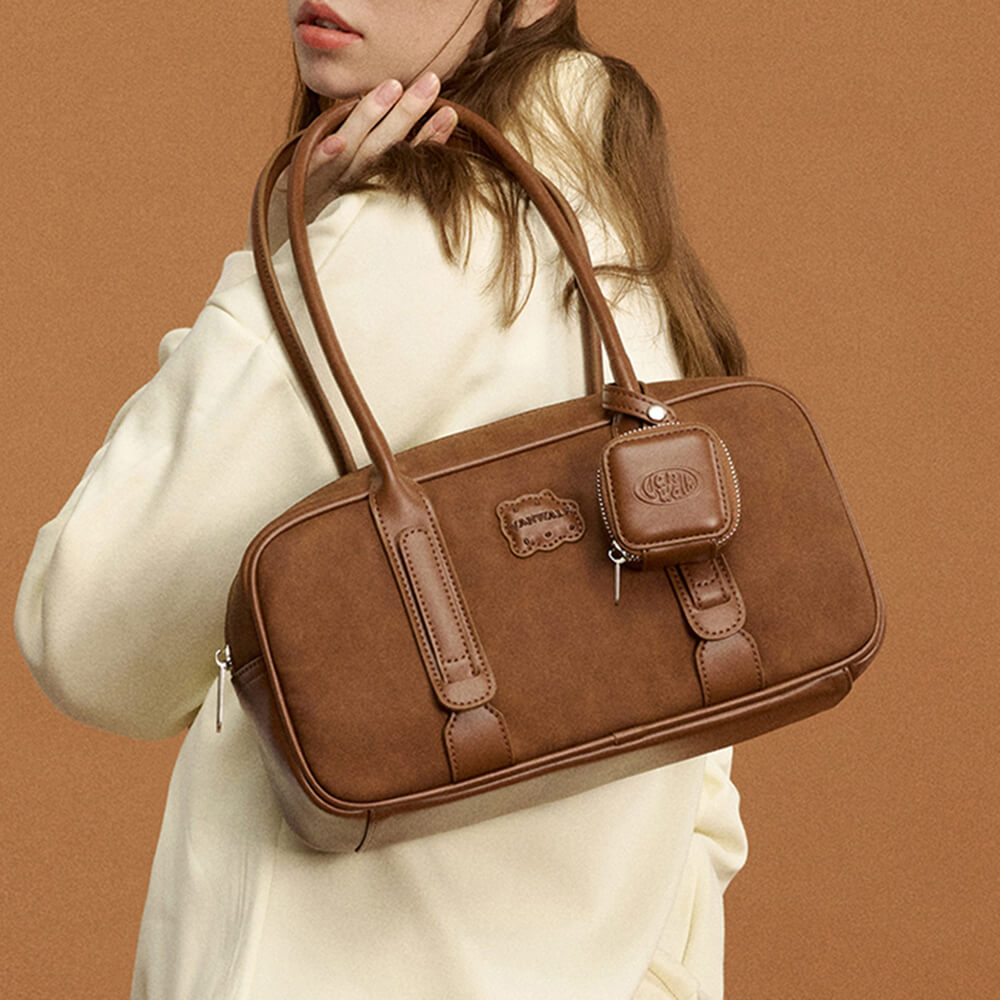 aesthetic suede bowling bag boogzel clothing